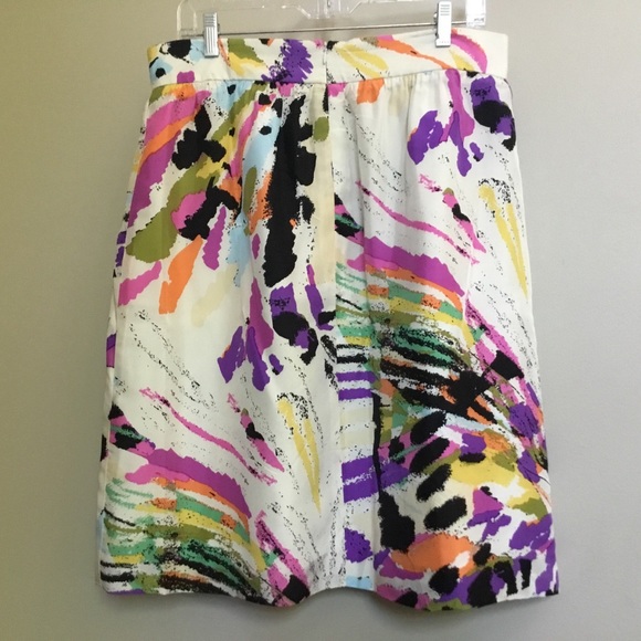 ISABEL & NINA silk abstract A-line circle skirt 12 - Picture 3 of 5